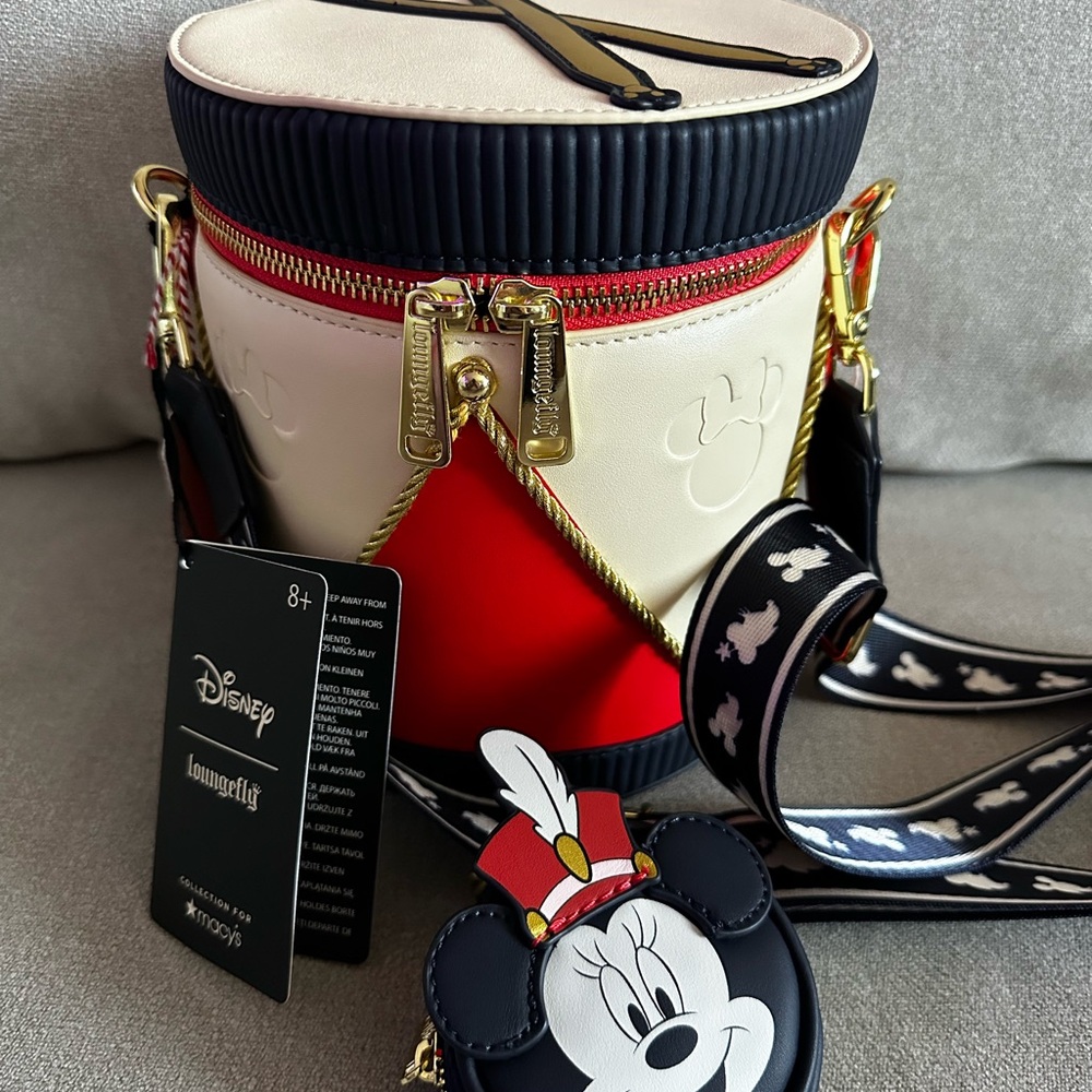 Loungefly Red and Cream Mini Bag with Nautical Charm NEW WITH TAGS!